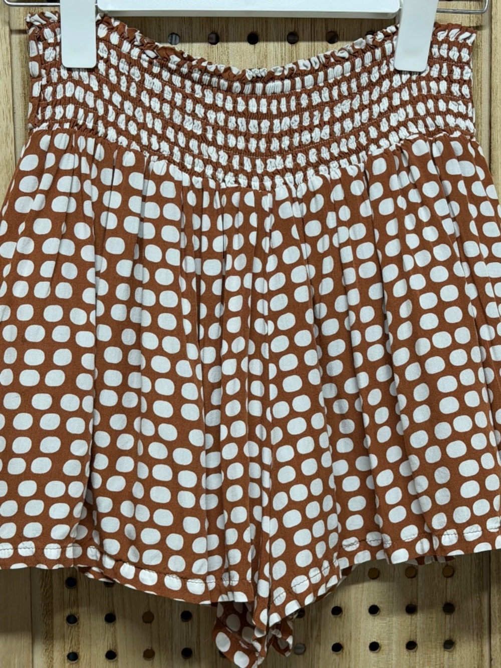 Easel Smocked Polka Dot Flowy Shorts Skort Boho Festival Size Small
